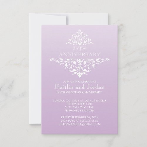 Elegant Lavender Purple Flourish Anniversary Party Personalized Invitation