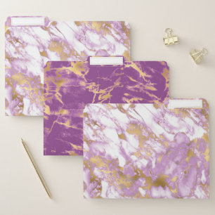 Elegant Lavender Purple Gold Marble Pattern File Folder