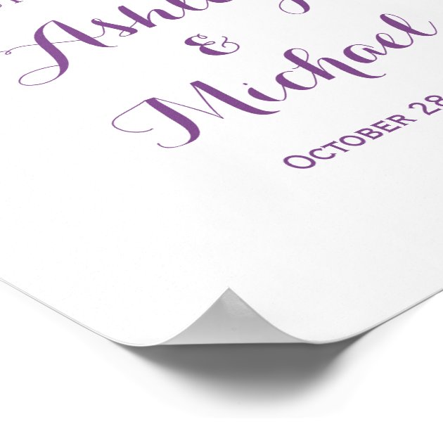 Elegant Lavender Purple Lace Wedding Sign Poster