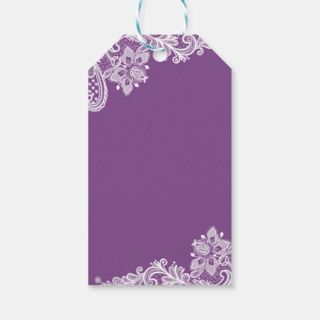 Elegant Lavender Purple Lace Wedding Thank You Gift Tags