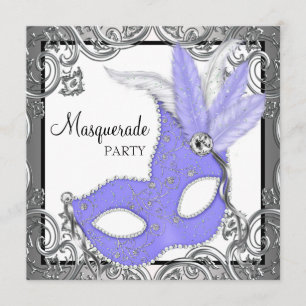 Elegant Lavender Purple Mask Masquerade Party Invitation