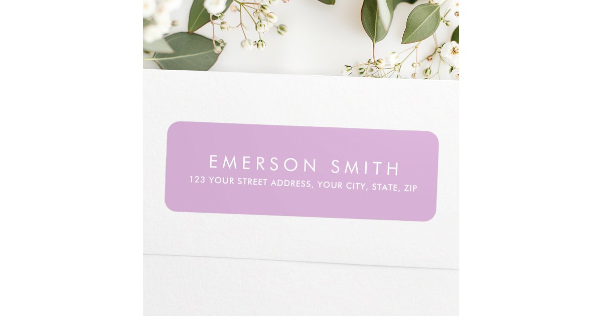 Elegant lavender purple minimalist return address label | Zazzle