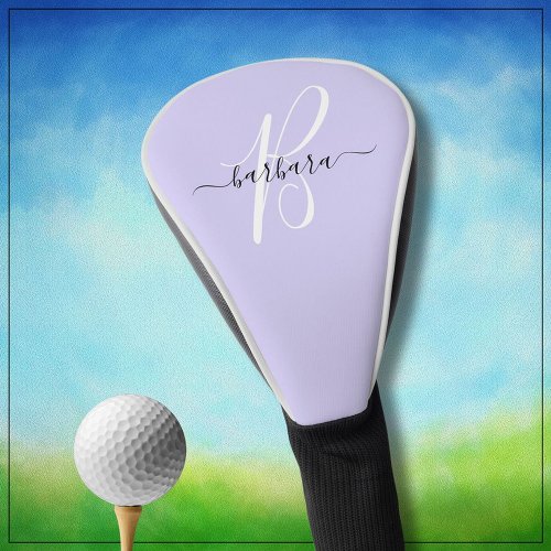 Elegant Lavender Purple Monogram Initial Name  Golf Head Cover