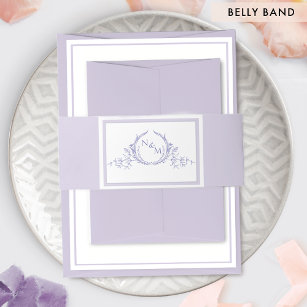 Elegant Lavender Purple Monogram Wedding Invitation Belly Band