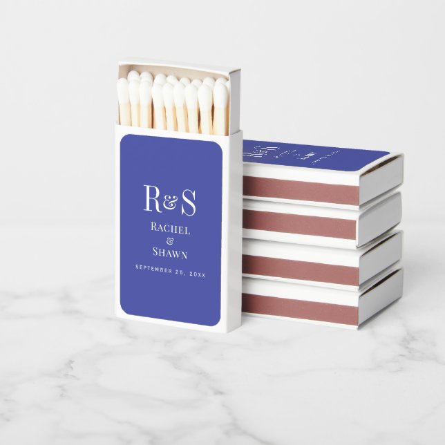 Elegant Lavender Purple Monogram Wedding Matchboxes (Stacked)