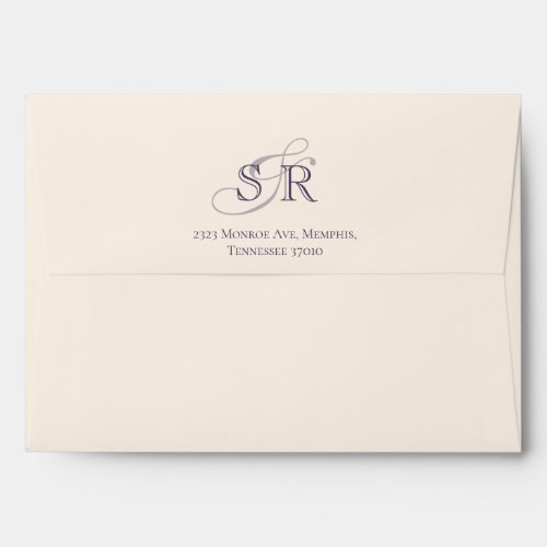 Elegant Lavender Purple Monogrammed Wedding Envelope