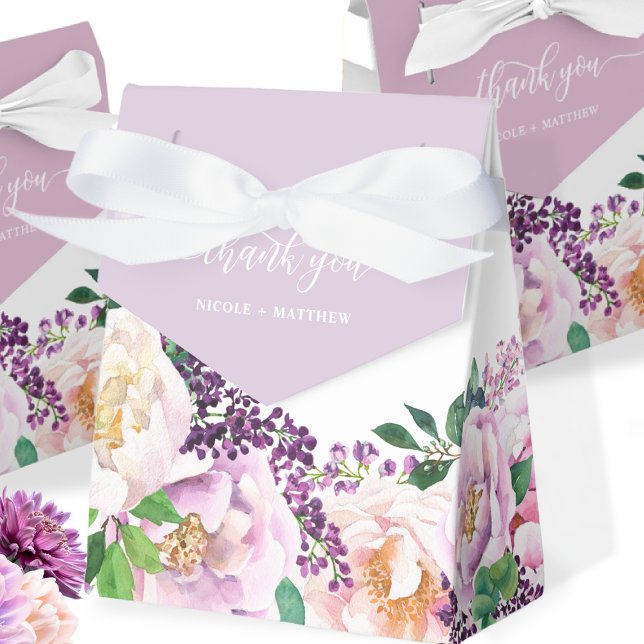 Elegant Lavender Purple Pastel Floral  Favor Box (Creator Uploaded)