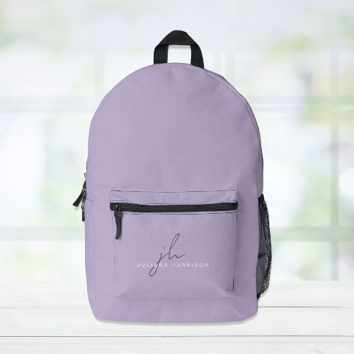 Elegant Lavender Purple Personalized Printed Backpack