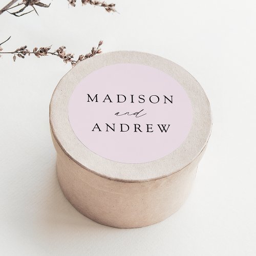 Elegant Lavender Purple Personalized Wedding Classic Round Sticker