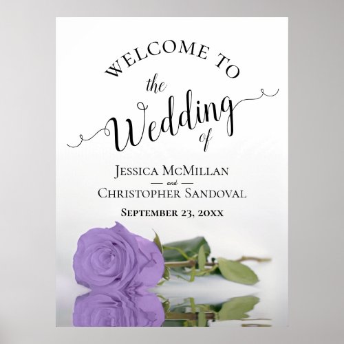 Elegant Lavender Purple Rose Chic Wedding Welcome Poster