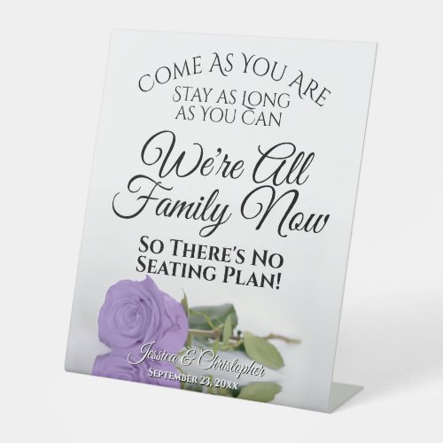Elegant Lavender Purple Rose Open Seating Wedding Pedestal Sign