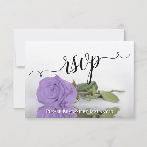 Elegant Lavender Purple Rose Reflections Wedding RSVP Card