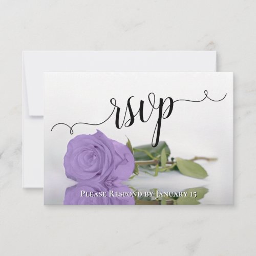 Elegant Lavender Purple Rose Reflections Wedding RSVP Card