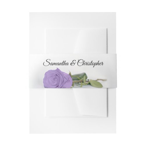 Elegant Lavender Purple Rose Simple Glam Wedding Invitation Belly Band