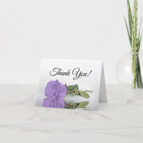 Elegant Lavender Purple Rose Wedding Photo Inside Thank You Card