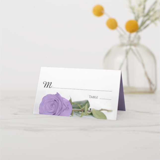 Elegant Lavender Purple Rose Wedding Write-In Place Card (Front)