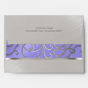 Elegant Lavender Purple Silver Filigre Envelope
