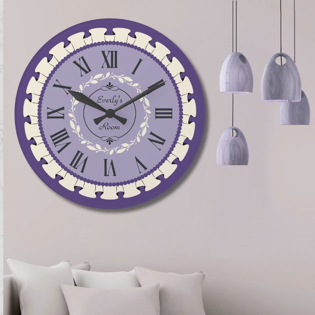 Elegant Lavender Purple Vintage Wall Clock (Elegant Lavendar Purple Vintage Wall Clock)