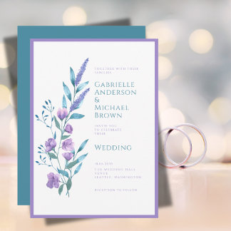 Elegant Lavender Purple Watercolor Wedding Card