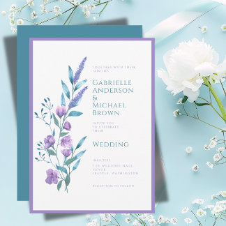 Elegant Lavender Purple Watercolor Wedding Card