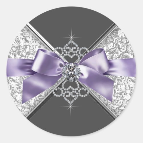 Elegant Lavender Purple White Diamonds Sticker