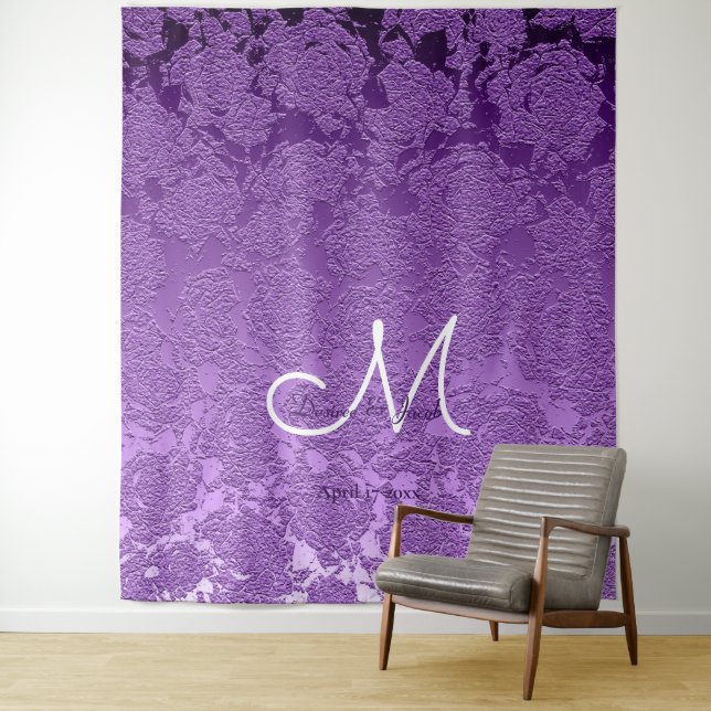 Elegant Lavender Purple White Monogram Backdrop (In Situ)