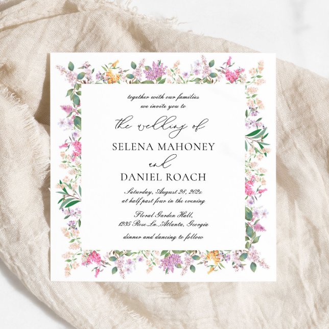 Elegant Lavender Purple Wildflowers Wedding Invitation (Creator Uploaded)