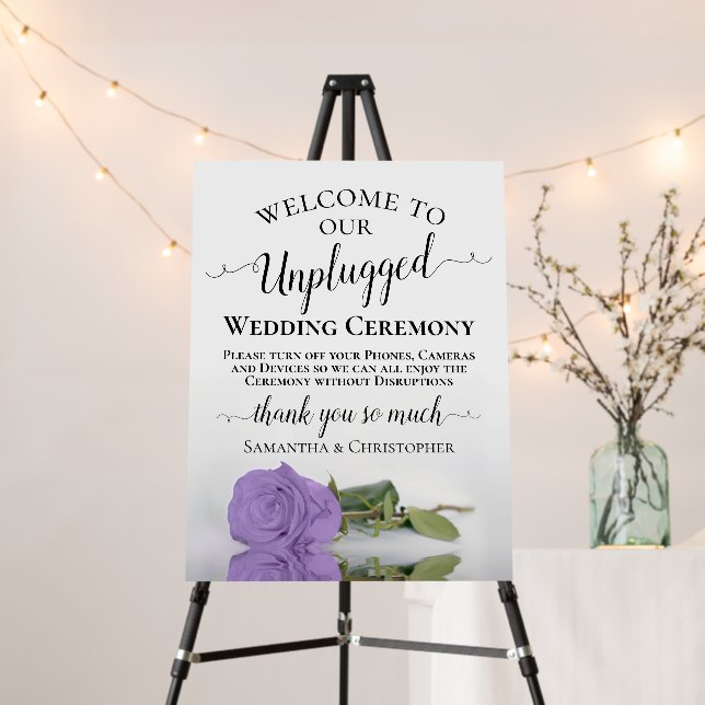 Elegant Lavender Rose Unplugged Wedding Ceremony Foam Board (In Situ (Stand))