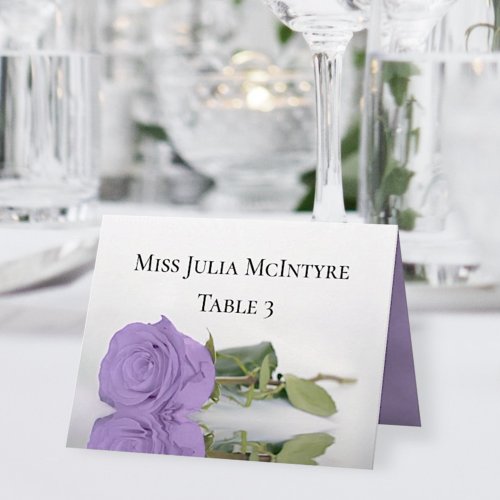 Elegant Lavender Rose Wedding DIY Fold Place Card