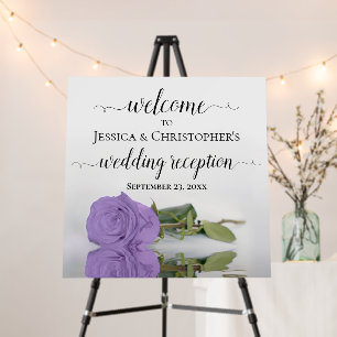 Elegant Lavender Rose Wedding Reception Welcome Foam Board