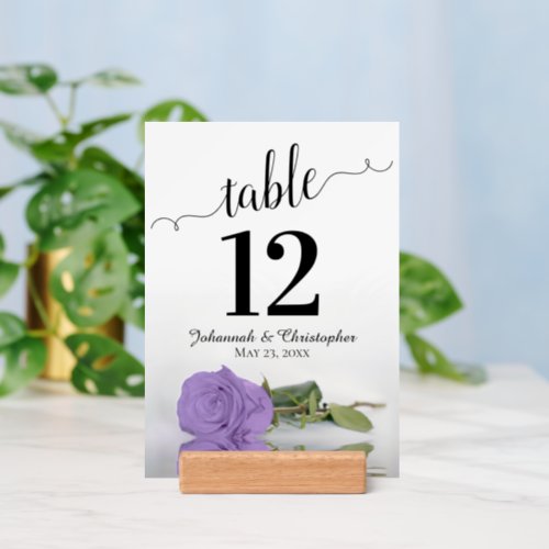 Elegant Lavender Rose Wedding Table Number w Holder