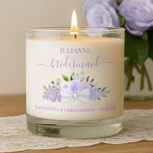 Elegant Lavender Roses Bridesmaid Wedding Gift Scented Candle