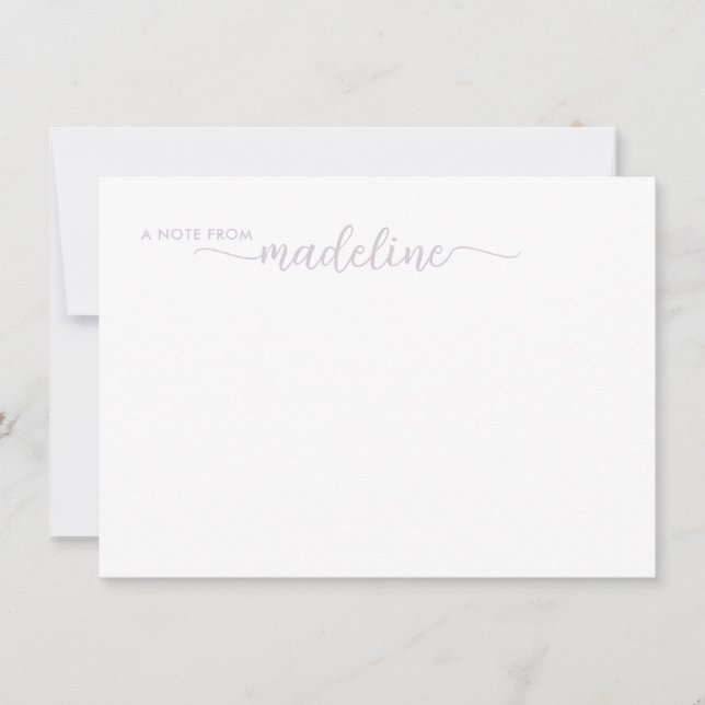 Elegant Lavender Script Name Note Card (Front)