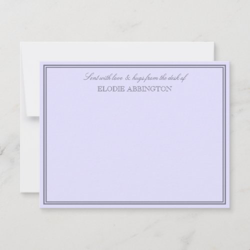 Elegant Lavender Sent With Love  Hugs Note Card