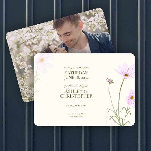 Elegant Lavender Spring Wildflower Wedding Photo Save The Date (Creator Uploaded)