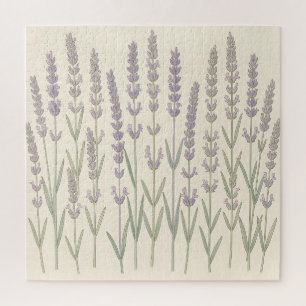 Elegant Lavender Stalks Soft Purple Botanical Jigsaw Puzzle