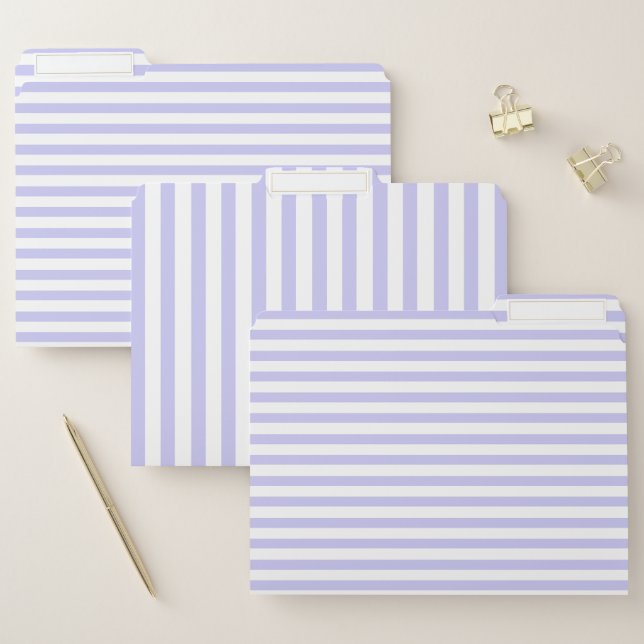 Elegant Lavender Striped File Folder (Set)