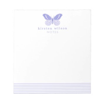 Elegant Lavender Stripes & Butterfly Notepad