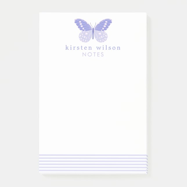 Elegant Lavender Stripes & Butterfly Notes (Front)