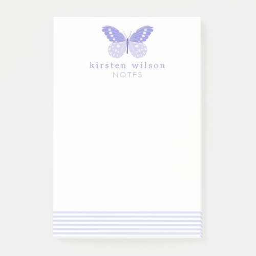 Elegant Lavender Stripes  Butterfly Post_it Notes