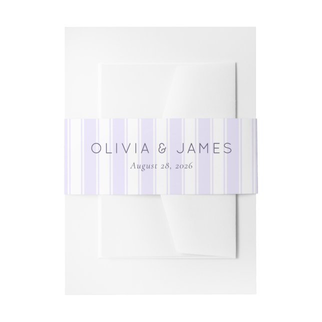 Elegant Lavender Stripes Invitation Belly Band (Front Example)