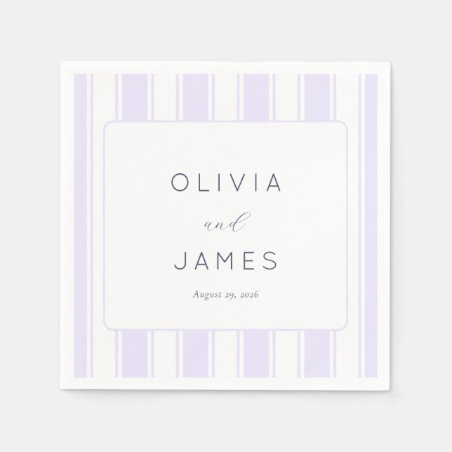 Elegant Lavender Stripes Napkins (Front)