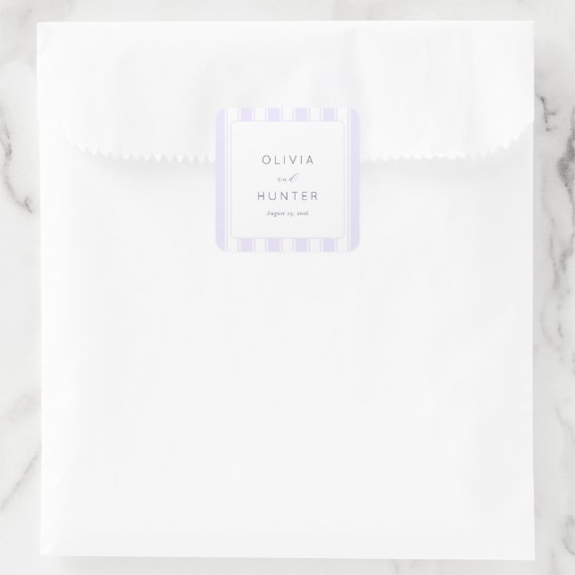 Elegant Lavender Stripes Square Sticker (Bag)
