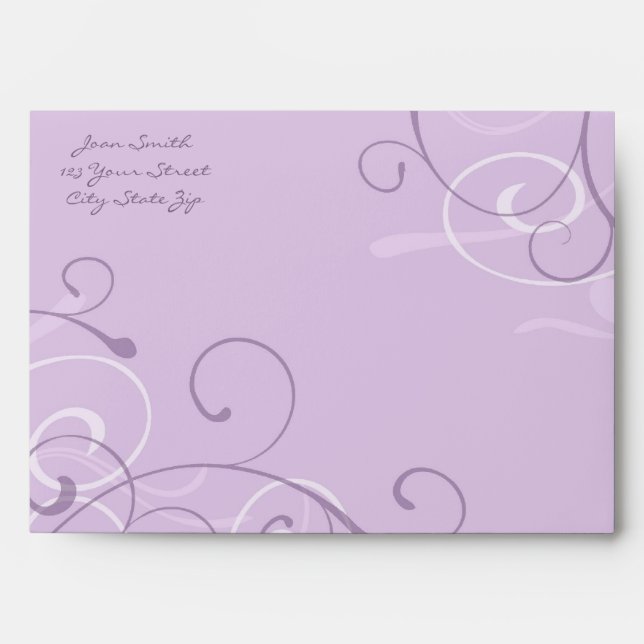 Elegant Lavender Swirl Envelope (Front)