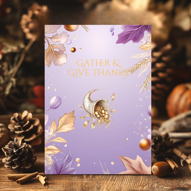 Elegant Lavender Thanksgiving with Cornucopia Invitation (Creator Uploaded)