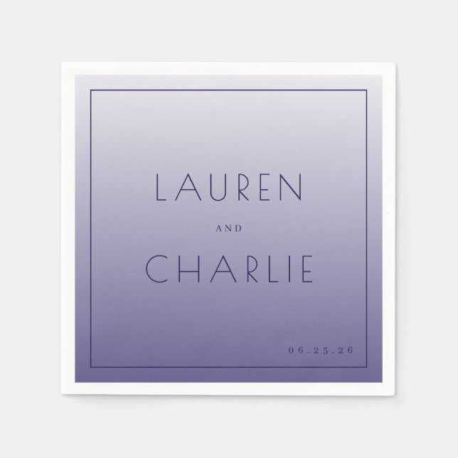 Elegant Lavender Typographic Gradient Napkins (Front)