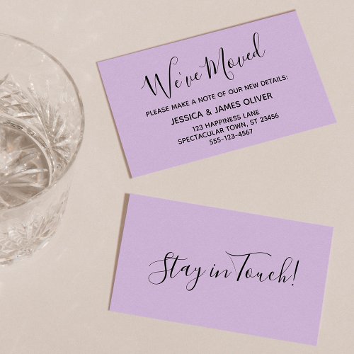 Elegant Lavender Typography Weve Moved Card