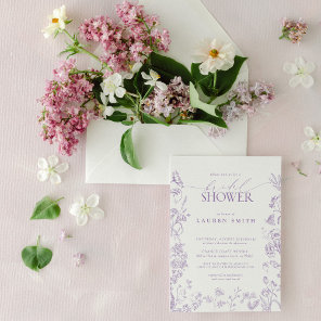 Elegant Lavender Victorian Floral Bridal Shower Invitation