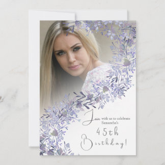 Elegant Lavender Vintage Photo Birthday Invitation