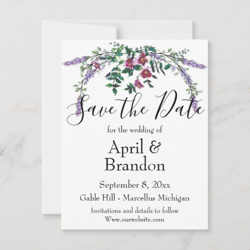 elegant Lavender Vintage Red Rose Eucalyptus  Save The Date